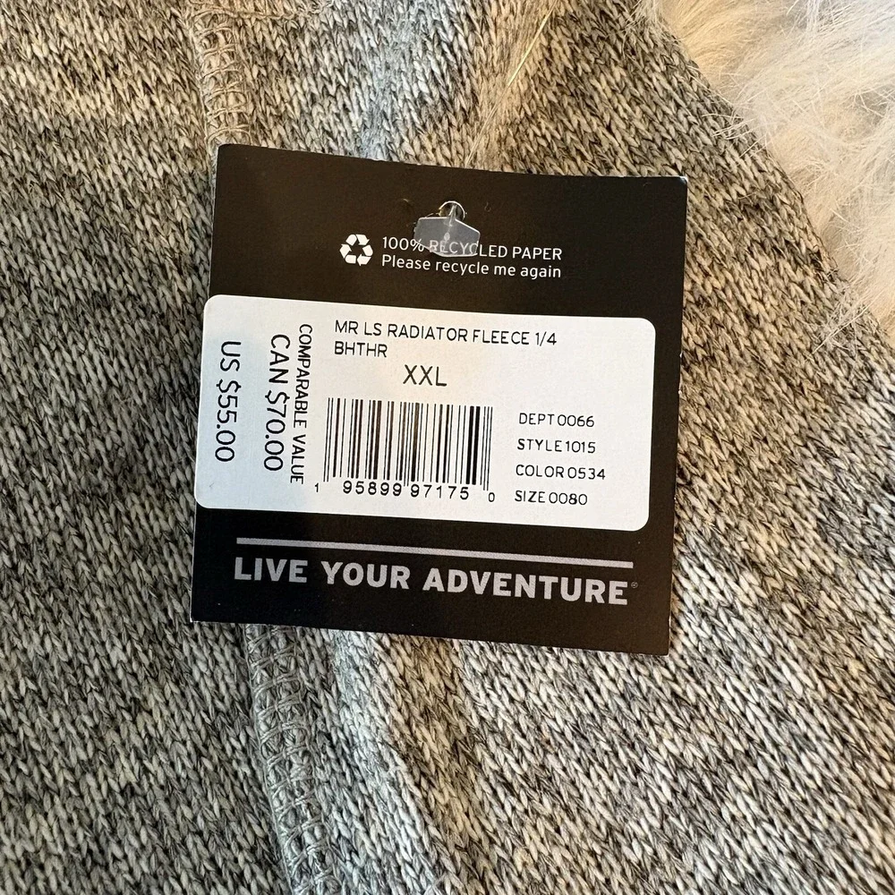 NEW Eddie Bauer Radiator Fleece‎ Mens Size 2XL Grey 1/4 Zip Sweater Pullover